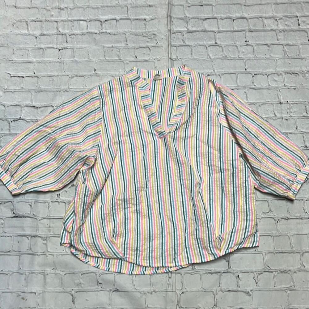 Ivy Jane Top Gauze Like Material Rainbow Multicolor Stripes M/L